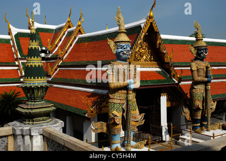 Zierpflanze, Wächter, detail, Wat Phra Kaeo Tempel, Buda, Grand Palace, Bangkok, Thailand, Asien Stockfoto