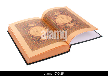 Das Heilige Buch des Koran, Isolated On White Stockfoto