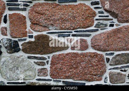 Abteikirche, Iona. Neu gebaut und Spitzen Wand Split Granitfelsen mit Kalkmörtel zusammengehalten. Stockfoto