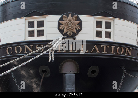 USS Constellation, die letzte alle Segel-Kriegsschiff der US-Marine gebaut ist für die Öffentlichkeit als Museum in Baltimore Inner Harbor Stockfoto