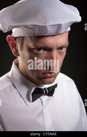 Porträt eines verärgert Mannes Hut Köche Stockfoto