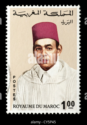 Briefmarke aus Marokko mit König Hassan II. Stockfoto