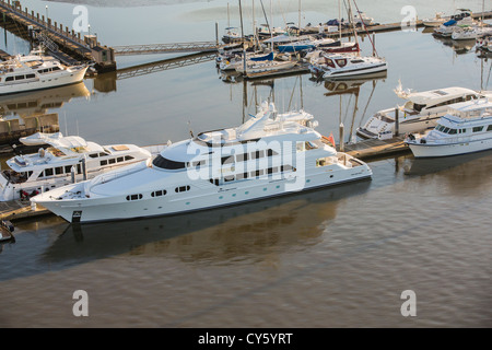 Luftaufnahme von einer Luxusyacht Charleston, South Carolina. Stockfoto