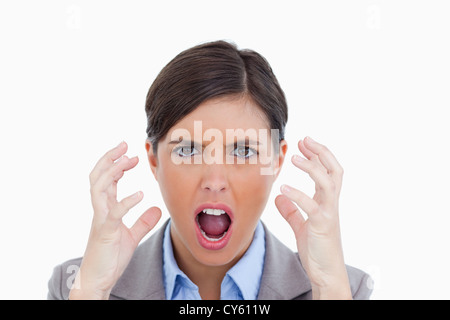 Nahaufnahme von wütenden schreien Unternehmer Stockfoto