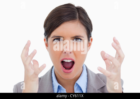 Nahaufnahme von wütenden Geschrei Unternehmer Stockfoto