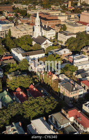 Luftbild der Altstadt von Charleston, South Carolina. Stockfoto