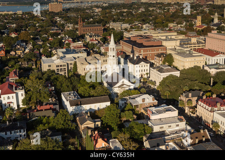 Luftbild der Altstadt von Charleston, South Carolina. Stockfoto