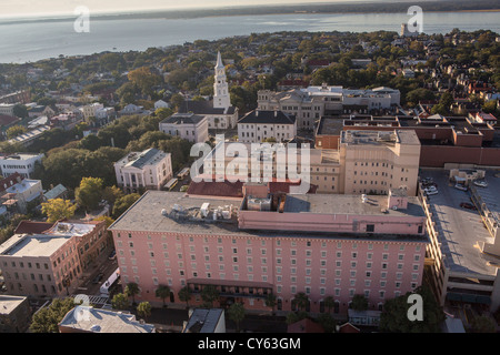 Luftbild der Altstadt von Charleston, South Carolina. Stockfoto