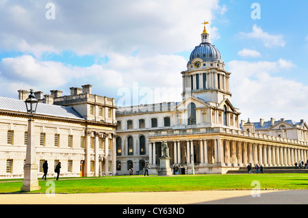 Old Royal Naval College (heute Heimat der University of Greenwich und Trinity College of Music), Greenwich, London, UK Stockfoto