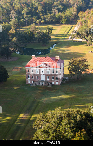 Luftaufnahme von Drayton Hall Plantation Charleston, South Carolina. Stockfoto