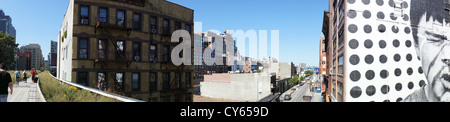 Artwork des französischen Künstlers Thoma Vuille aka Monsieur oder M. Chat auf der High Line Stadtpark, Manhattan, New York. Stockfoto