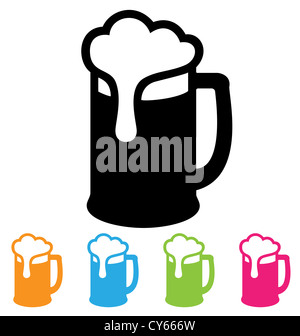 Bier-Becher-Symbol isoliert auf weiss Stockfoto