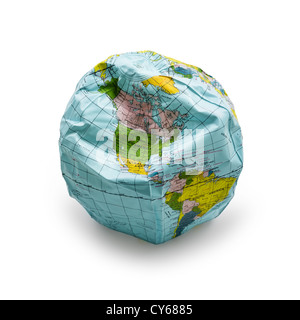 deflationierten Erde isoliert auf weißem Hintergrund mit weichen Schatten und Clipping-Pfad Stockfoto