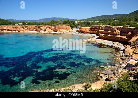 Sa Caleta Strand. Ibiza, Balearen, Spanien Stockfoto