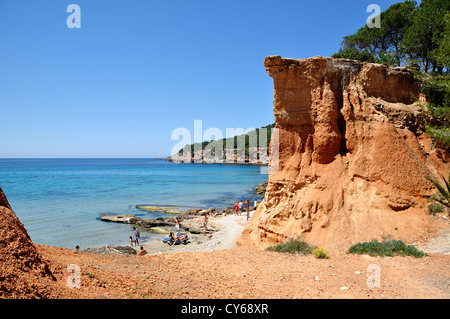 Sa Caleta Strand. Ibiza, Balearen, Spanien Stockfoto