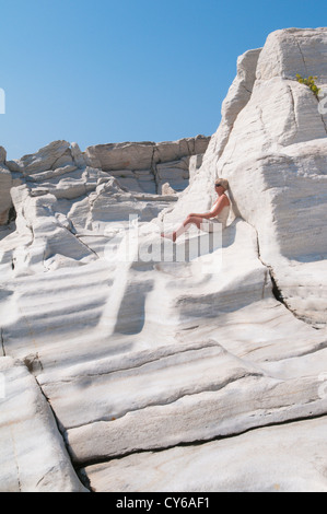 Thassos, Griechenland. Griechische Insel. September. Eines der antiken Marmor-Steinbrüche auf der Halbinsel Aliki oder Aliki. Stockfoto