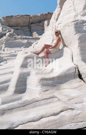 Thassos, Griechenland. Griechische Insel. September. Eines der antiken Marmor-Steinbrüche auf der Halbinsel Aliki oder Aliki. Stockfoto