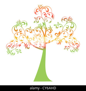 Schöner Herbst Baum isoliert auf weißem Hintergrund Stockfoto