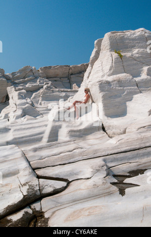 Thassos, Griechenland. Griechische Insel. September. Eines der antiken Marmor-Steinbrüche auf der Halbinsel Aliki oder Aliki. Stockfoto