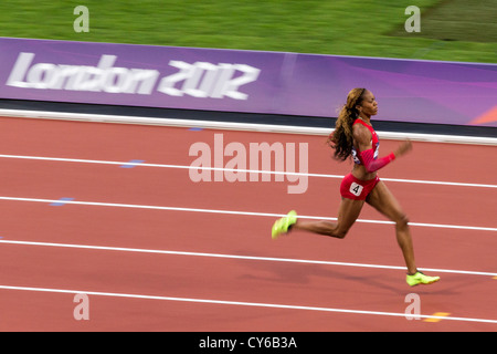 Sanya Richards-Ross im Wettbewerb in der Frauen-400m-Halbfinale bei den Olympischen Sommerspielen 2012 in London Stockfoto