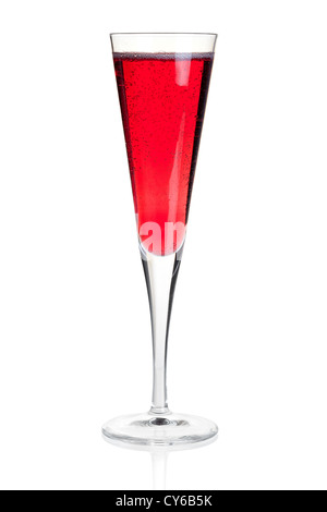 Cocktail Kollektion - Kir royal mit Champagner. Isoliert auf weißem Hintergrund Stockfoto