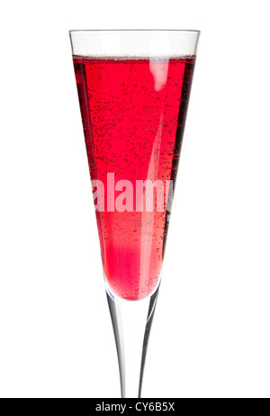 Cocktail Kollektion - Kir royal mit Champagner. Isoliert auf weißem Hintergrund Stockfoto