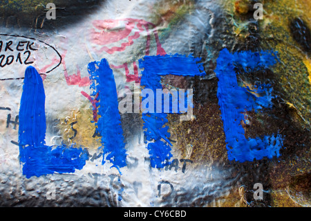 Detail aus einem berühmten Lennon-Mauer in Prag Stockfoto