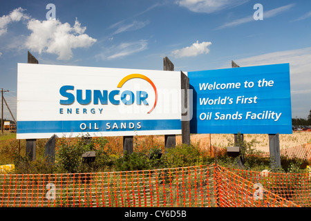 Suncor, einer der wichtigsten Sande Ölgesellschaften. Die Ölsande sind das größte Industrieprojekt auf dem Planeten, Stockfoto