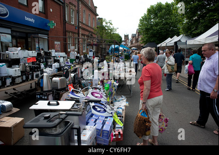 Market Drayton Straßenmarkt, Shropshire Stockfoto