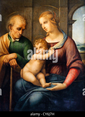 Die Heilige Familie (Madonna mit dem bartlosen Joseph). Raffael (Raffaello Sanzio), 1483-1520 Stockfoto