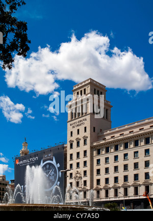 Banco Espanol De Credito Gebäude an der Placa Catalunya im Stadtzentrum von Barcelona Spanien Stockfoto