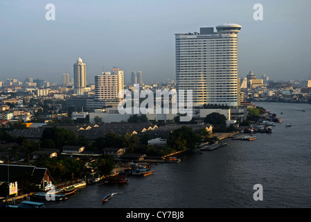Ansicht, Panorama, Blick, Hotel, Shangri la, Fluss, Bangkok. Hubschrauber-Landeplatz, Thailand, Asien Stockfoto