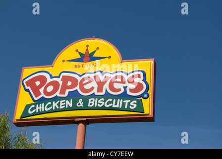 Popeyes Restaurant Schild USA Stockfoto