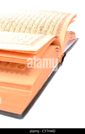 Das Heilige Buch des Koran, Isolated On White Stockfoto