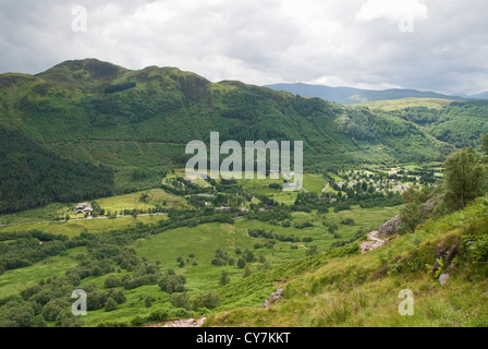 Blick hinunter ins Glen Nevis von den Hängen des Ben Nevis Stockfoto