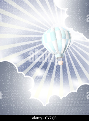 Heißluftballons in den Himmel mit Ray und Cloud Stockfoto