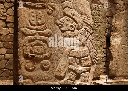 Stone Carving Danzante in Monte Alban Museum, Oaxaca, Mexiko Stockfoto