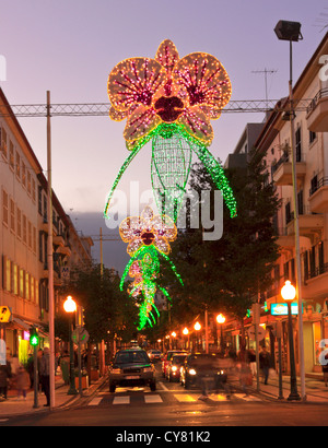 Weihnachtsbeleuchtung in Funchal, Madeira Stockfoto