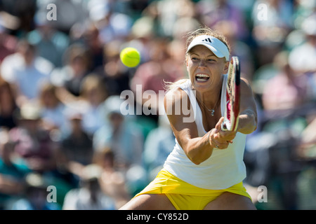 Caroline Wozniacki in Aktion spielen Doppel gab zurück Hand geschossen. Stockfoto