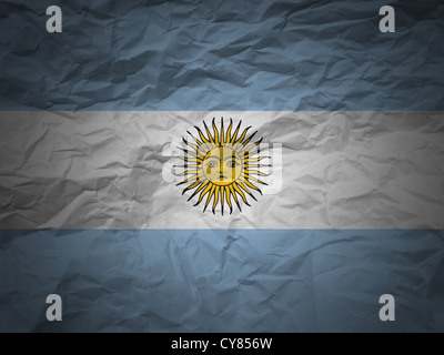 Argentinien-Flagge auf einem Grunge Papierhintergrund. Stockfoto