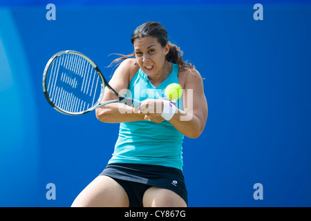 Marion Bartoli in Aktion spielen Doppel gab zurück Hand geschossen. Stockfoto