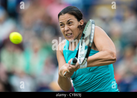 Marion Bartoli in Aktion spielen Doppel übergeben Rückhand. Stockfoto