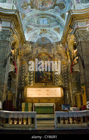 Italien, Piemont, Turin, Kirche der Bruderschaft des Heiligen Grabtuchs, Chiesa della Confraternita del Santo Sudario, das Grabtuch Stockfoto