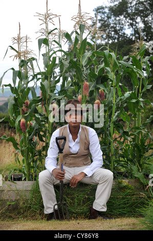 Wilfred Emmanuel-Jones betreibt ein Vieh auf dem Bauernhof in Devon und besitzt der schwarze Bauer Fleischprodukte Aug 2009 Marke Stockfoto