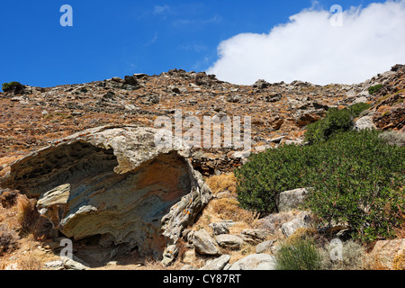 Seltsame Felsformationen in Insel Tinos, Griechenland Stockfoto