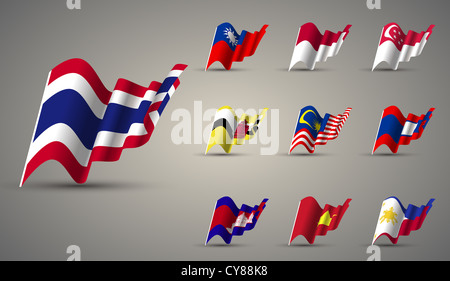 Mitglieder der ASEAN, ASEAN Streaming-Fahnen Stockfoto