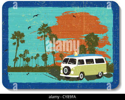 Vintage Holz Dekorationwand mit Urlaub Stockfoto