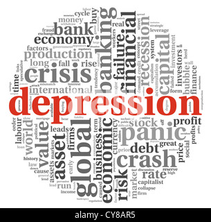 Depression und Krise-Konzept in der Info-Text Grafik auf weißem Hintergrund Stockfoto