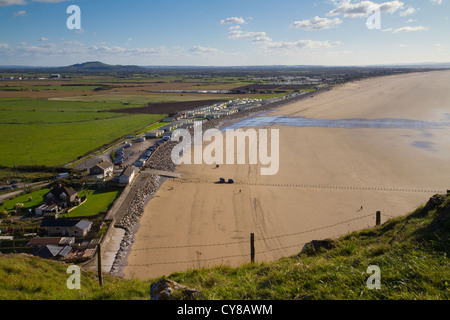 Brent Knoll und Brean Strand von Brean Down in Somerset Stockfoto