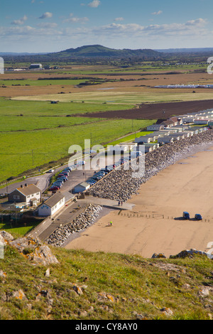 Brent Knoll und Brean Strand von Brean Down in Somerset Stockfoto